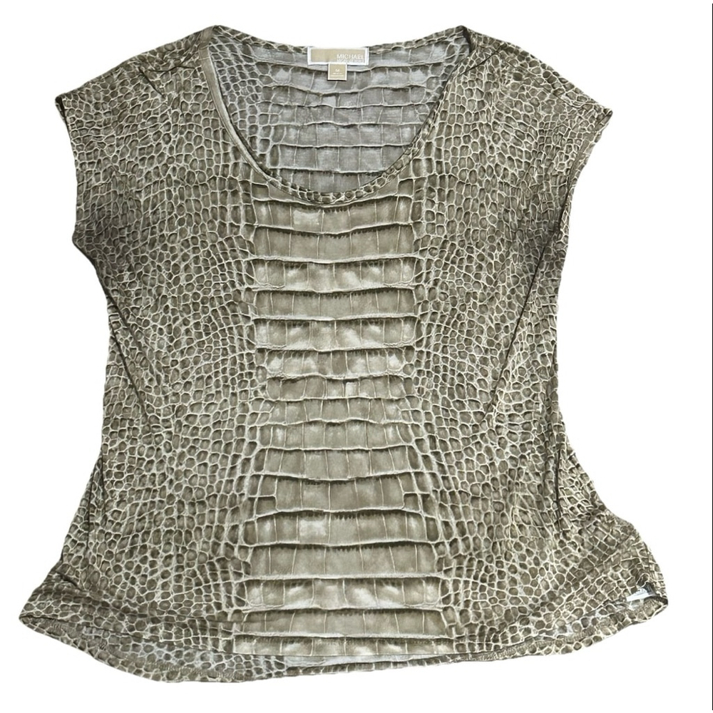 Women's Michael Kors Crocodile Print Beige Top Size M